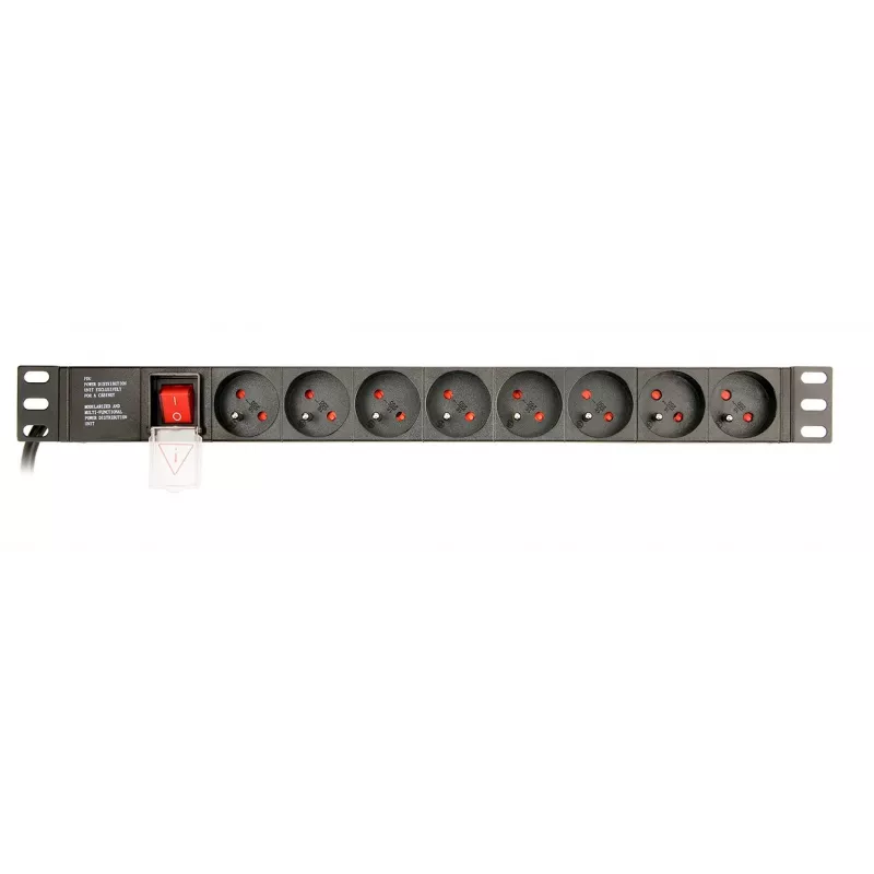 EnerGenie EG-PDU-014-F unidade de distribuição de energia para rack (8 tomadas FR, 1U, 16A, ficha Schuko, 3m, preto)