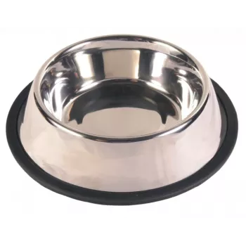 Tigela para cães/gatos Trixie 24854 – aço inoxidável, 1,75 l, 30 cm, preto, pés antiderrapantes, lavável na máquina de lavar louça