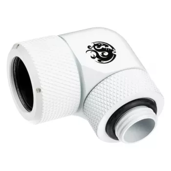 Conector BitsPower BP-DWE90RMLA16 — latão cotovelo 90° para refrigeração de computador, diâmetro 1,6 cm, branco