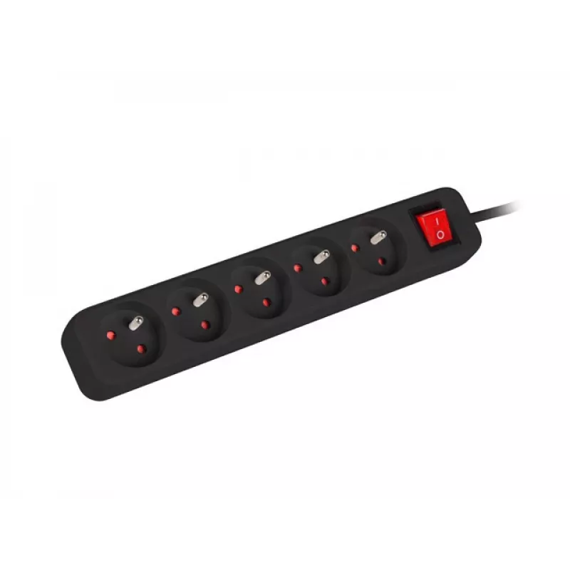 Extensão Lanberg PS1-05E-0300-BK, 5 tomadas, 3 m, preta, com interruptor