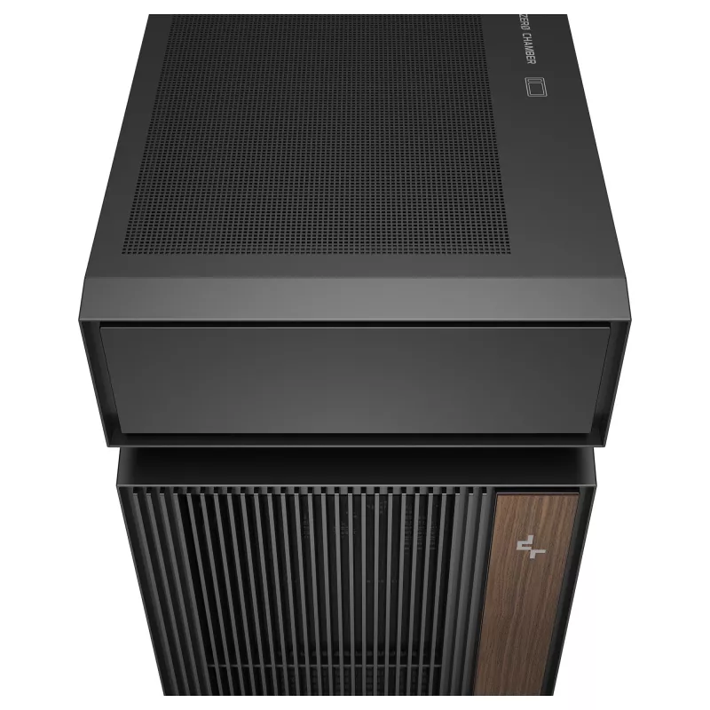 Caixa de PC de secretária DeepCool CL6600 preta — suporta fontes de alimentação ATX/PS2/SFX/SFX-L, ventoinha frontal de 140 mm, topo/traseira de 120/140 mm, unidades de 2,5/3,5 polegadas