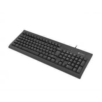 Teclado com fios tamanho completo NATEC Moray ES com USB, espanhol QWERTY, 105 teclas, leitor de cartões de identificação, cabo de 1,5 m, preto