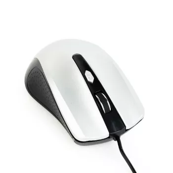 Rato ótico com fios ambidestro GEMBIRD MUS-4B-01-BS, USB Type-A, 1200 DPI, 4 botões, preto/prateado