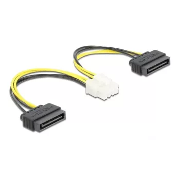 Cabo de alimentação DeLOCK 83020 2 x SATA 15 pinos para EPS 8 pinos 15 cm
