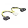 Cabo de alimentação DeLOCK 83020 2 x SATA 15 pinos para EPS 8 pinos 15 cm