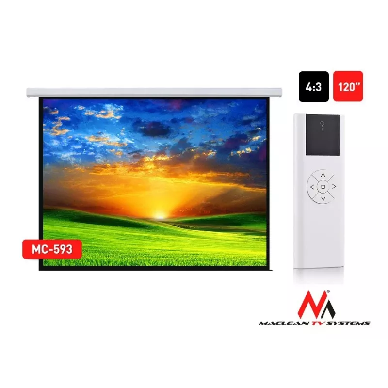 Tela de projeção elétrica Maclean MC-593 com comando, 120