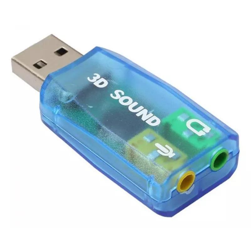 Placa de som externa USB Gembird Virtus2 — interface USB, auscultadores de 3,5 mm, azul transparente