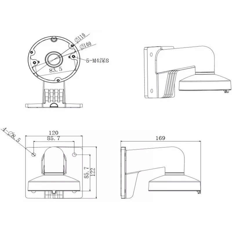 Suporte para acessórios de câmaras de segurança Hikvision Digital Technology DS-1272ZJ-110