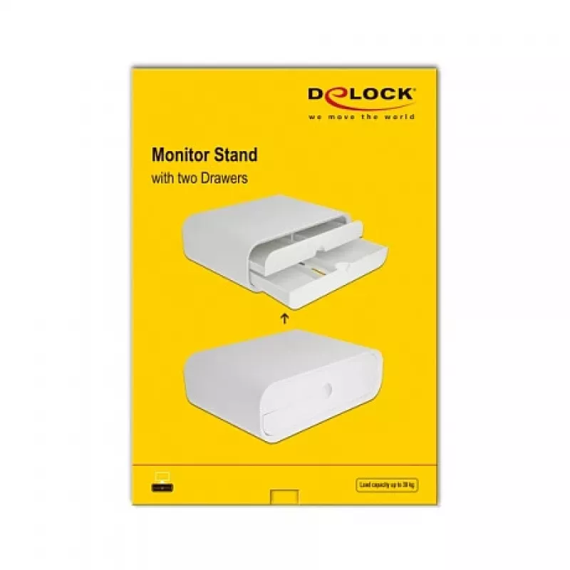 Suporte para monitor DeLOCK 18325 com duas gavetas branco