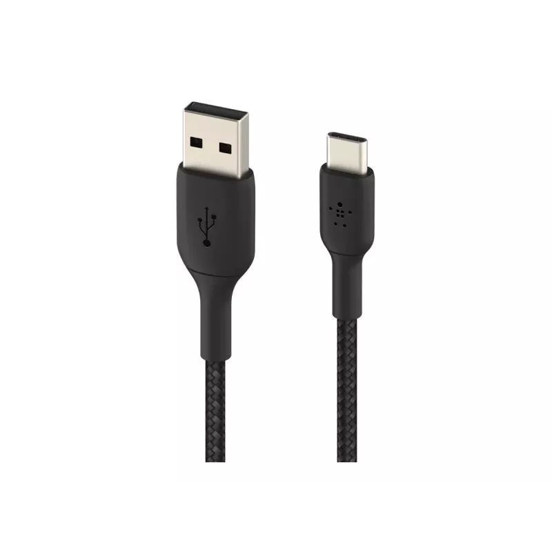 Cabo entrançado USB-C para USB-A 3 m preto