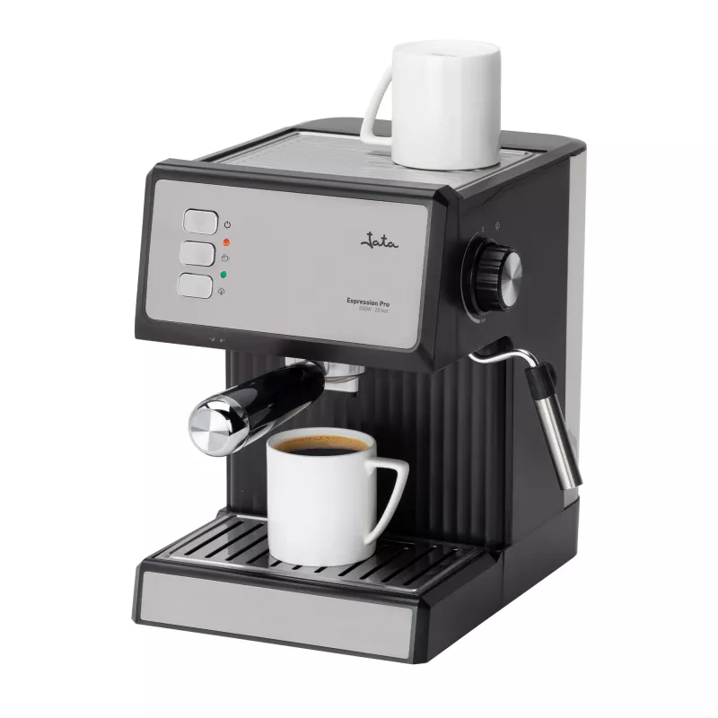 Jata JECA2525 máquina de café expresso, 20 bar, 850 W, depósito de água de 1,8 l, tubo de vapor, preta / aço inoxidável