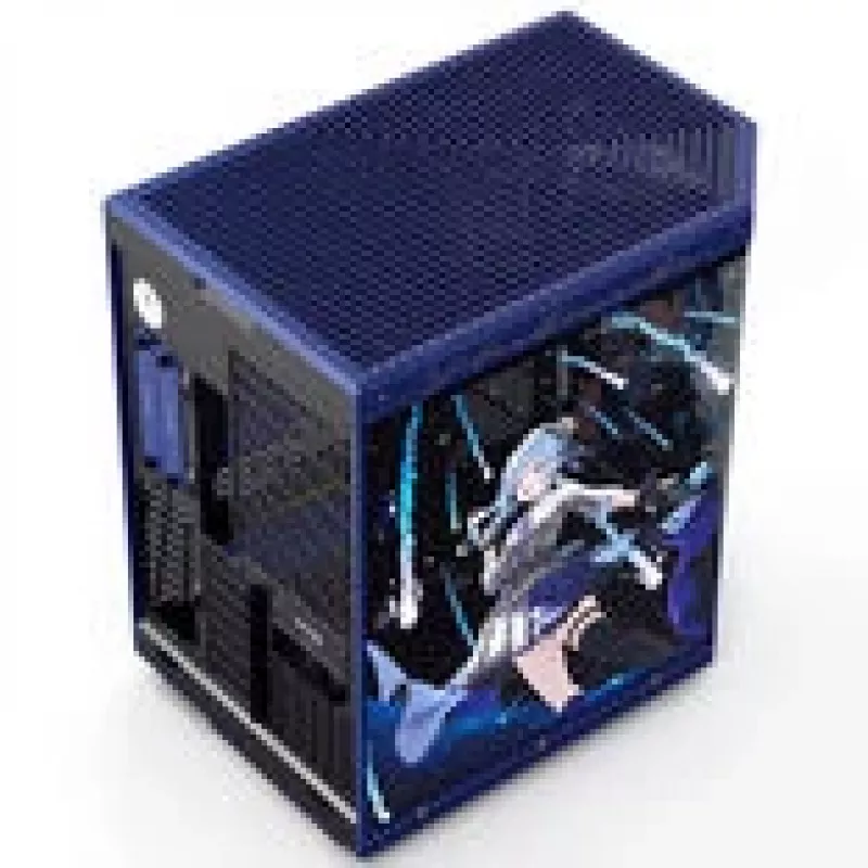 Caixa de computador HYTE Y70 Hoshimachi Suisei azul vidro temperado — caixa Mid-Tower ATX com painéis de vidro temperado