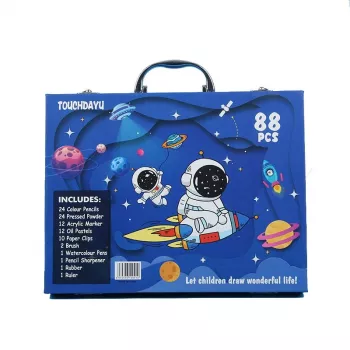Conjunto de pintura artística Extralink Blue Astronaut — 88 peças (tintas, pincéis, acessórios)