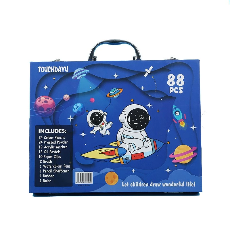 Conjunto de pintura artística Extralink Blue Astronaut — 88 peças (tintas, pincéis, acessórios)