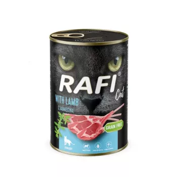 Comida húmida para gatos Dolina Noteci Rafi cordeiro 400 g saco — receita com cordeiro, alimento completo para gatos adultos
