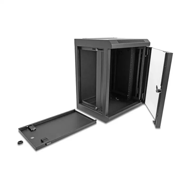 Delock 43418 Armário de rede de 10" com porta de vidro, 8U, preto