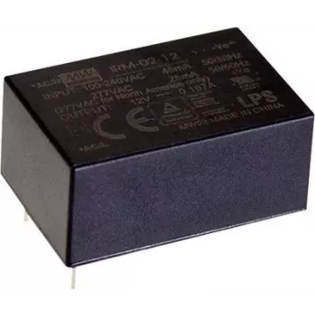 Fonte de alimentação módulo AC-DC Mean Well IRM-02-3.3S, 2 W, 3,3 V, 0,6 A, entrada 85–305 V, RoHS
