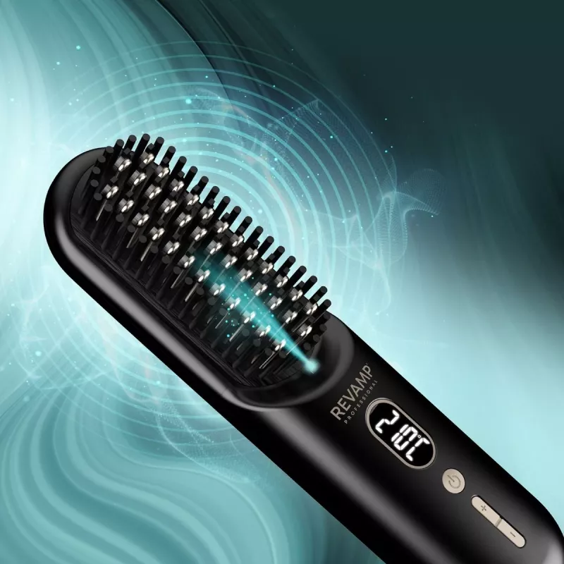 Escova de ar quente iónica sem fios Revamp BR-1950 Straight & Go