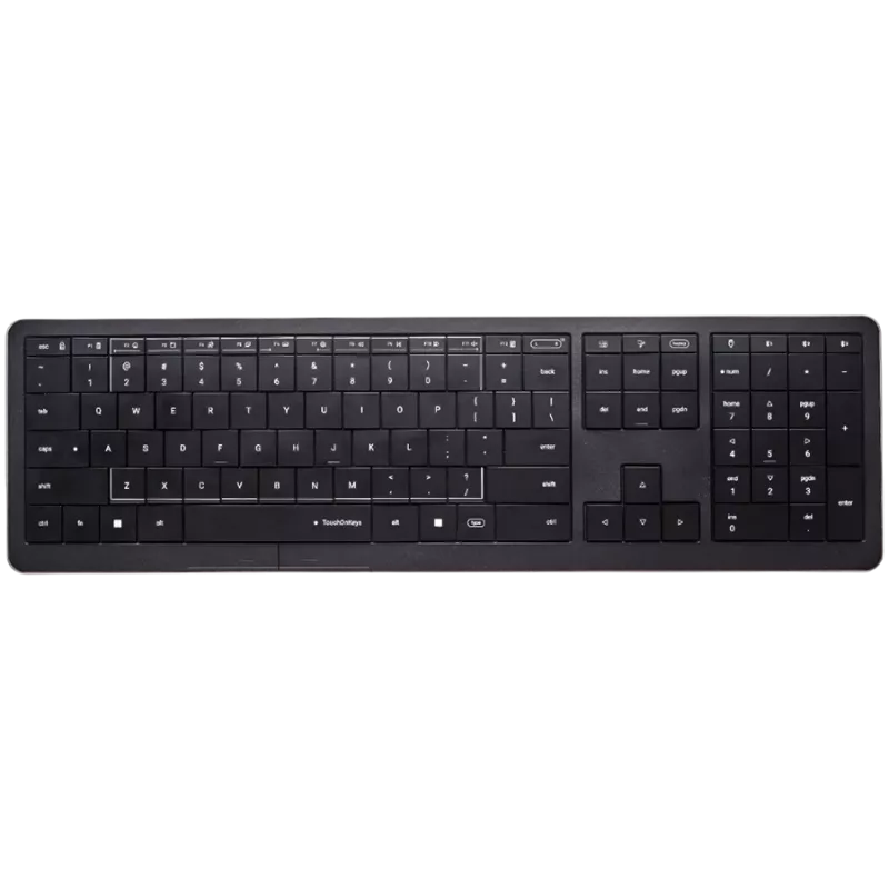 Teclado sem fios CLEVETURA CLVX 1 Touch-On-Keys AI, layout ANSI US Windows, interruptores scissor, caixa de alumínio, RGB interativo