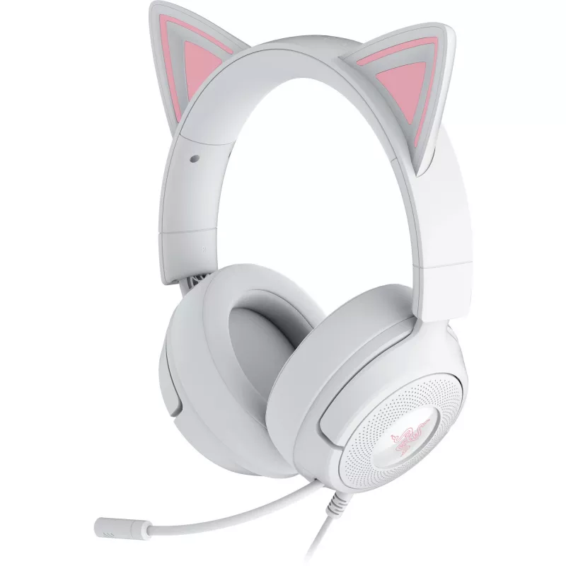 Headset Razer Kraken Kitty V3 X — headset gaming com iluminação RGB, design leve, microfone incorporado
