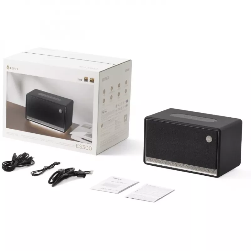 Altifalante de festa Edifier ES300 preto – 2 vias, 60 W RMS, Bluetooth LDAC/SBC, USB-A, botão rotativo