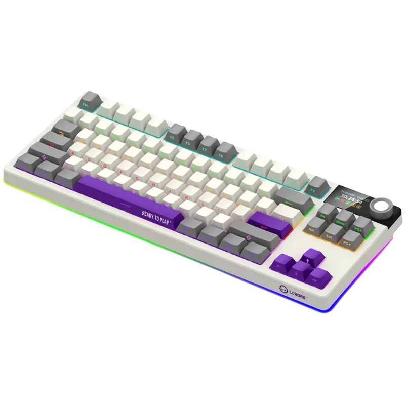 LORGAR KBP70TKLW, Teclado de gaming mecânico TKL sem fios Pro, bege, layout EN