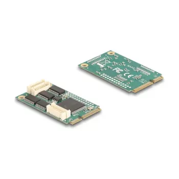 Placa de interface RS-232 interna DELOCK 95278 — host Mini PCI Express, 4× saídas RS-232, FIFO 256 B, 30×51×10 mm