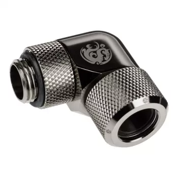 Adaptador 90° BitsPower Advanced Multi-Link G1/4 polegadas macho para tubo rígido 12 mm OD, rotativo