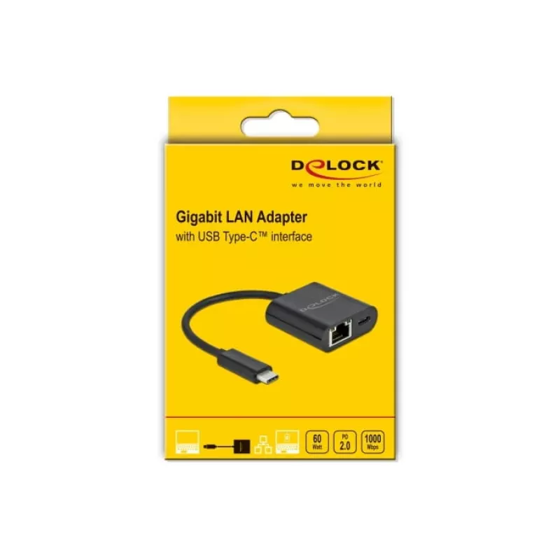 Adaptador USB Type-C DeLOCK 66644 Gigabit LAN Power Delivery
