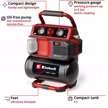 Power X-Change compressor de bateria TE-AC 18/75 Li OF-Solo, 18 volts (preto/vermelho, sem bateria e carregador)