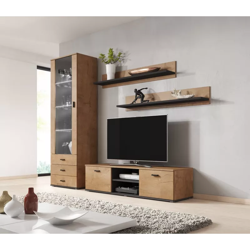 Conjunto de duas prateleiras Cama 125cm SOHO carvalho lefkas/preto
