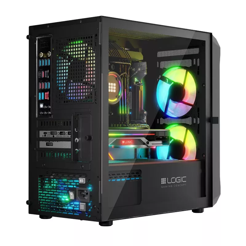 Caixa de computador Logic Concept Portos Mini ARGB Micro ATX preto