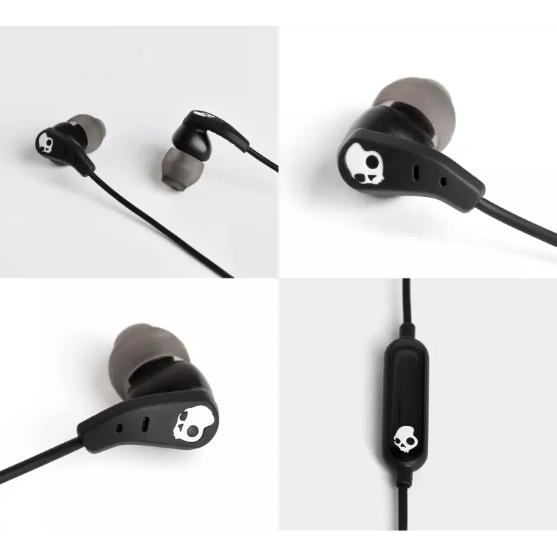 Skullcandy | Auscultadores desportivos | Conjunto | intra-auriculares | microfone | cancelamento de ruído | preto