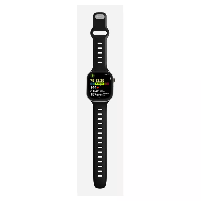 Pulseira Nomad Tempo Band preta de borracha — 20 mm de largura, compatível com pulsos de 155–193 mm