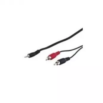 Cabo adaptador Wentronic Goobay jack 3,5 mm/RCA HQ, preto, 5 m – ficha jack 3,5 mm (3 polos, estéreo) > 2 fichas RCA (áudio esquerdo/direito) (51651)