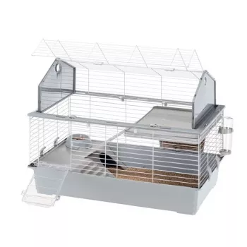 Gaiola Ferplast Barn 100 para coelhos e porquinhos-da-índia, metal/plástico, 960×570×730 mm, taupe/branca