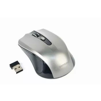 Rato sem fios GEMBIRD MUSW-4B-04-BG — para destros, ótico 1600 DPI, 4 botões, RF Wireless, preto/cinzento