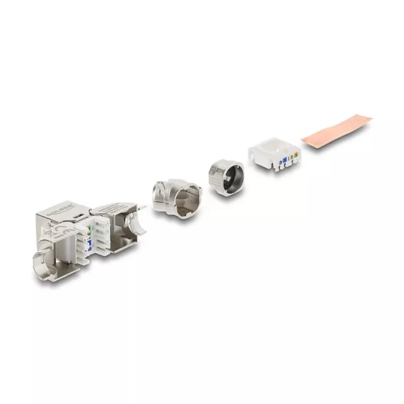 Módulo Keystone RJ45 conector fêmea Cat.6A DELOCK 90798 — ligação LSA