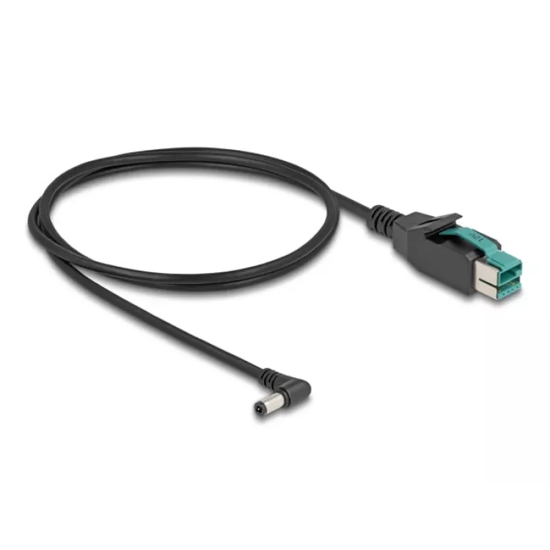 Cabo PoweredUSB DeLOCK ficha 12 V para ficha DC 5,5×2,5 mm angular 1 m