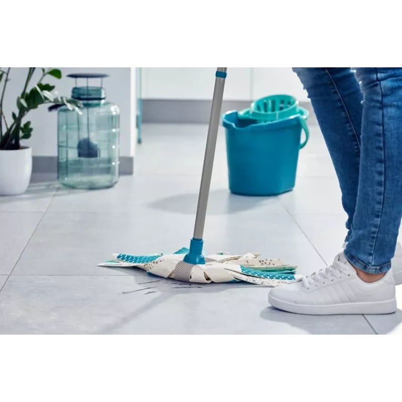 LEIFHEIT 52106 Esfregona de algodão, fibra, húmido e seco, azul, branco