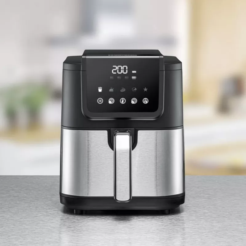 Fritadeira de ar quente Rommelsbacher FRH 1500 — 5 L, 1500 W, aço inoxidável/preto