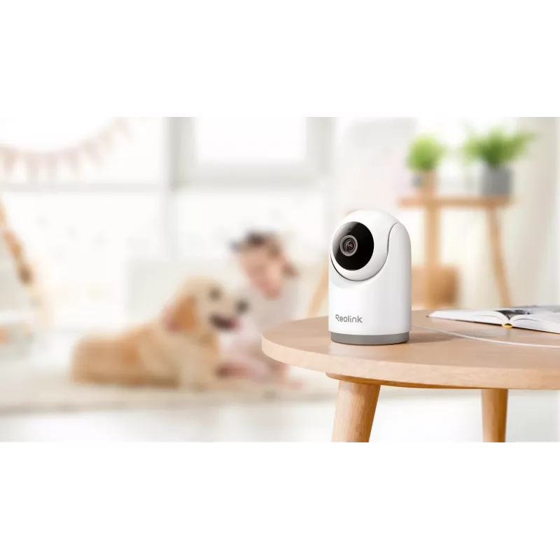 Câmara de vigilância IP Reolink E331 — turret para interiores, 2880×1616, objetiva de 4 mm, 87,5° horizontal, WLAN, montagem no teto/mesa