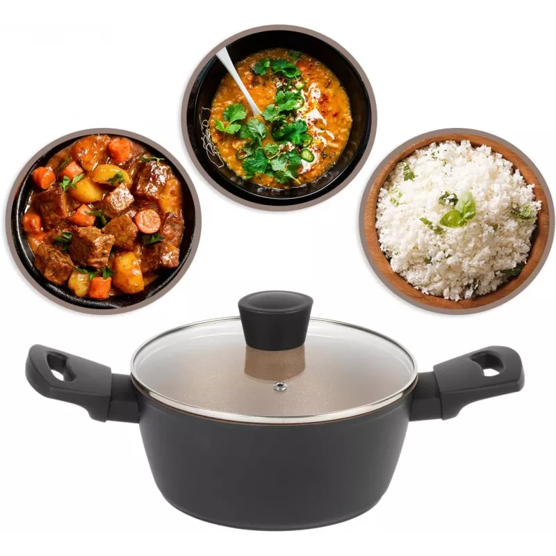 Panela Russell Hobbs RH01669BEU7 20 cm, preta, interior em aço inoxidável