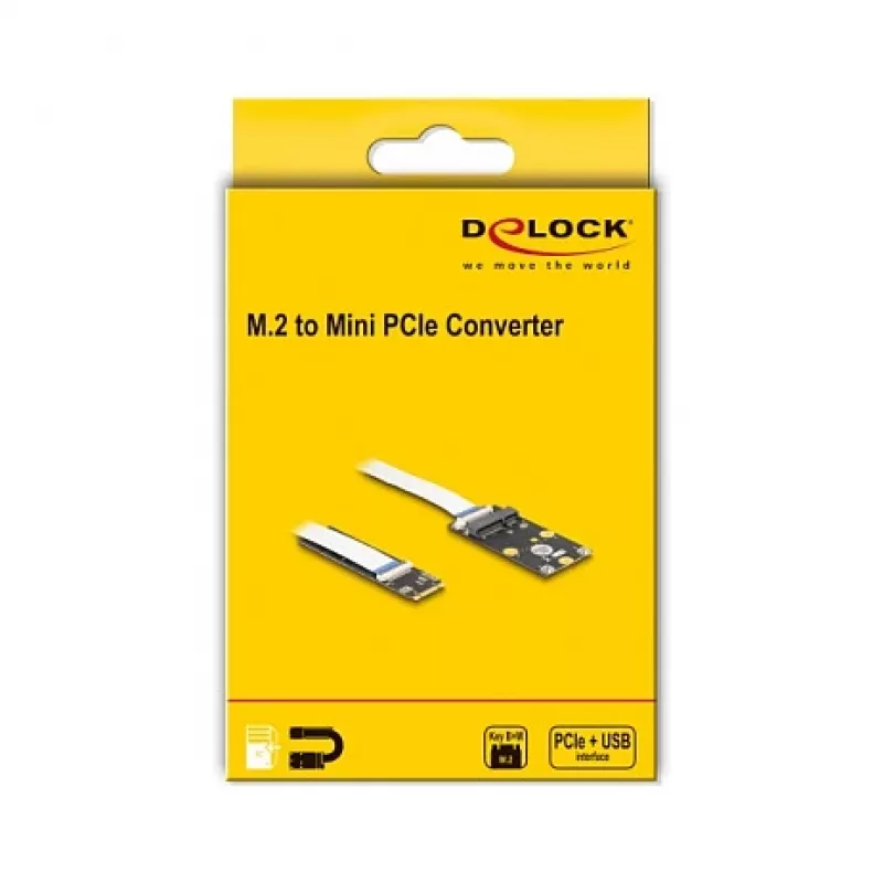 Conversor DeLOCK M.2 Key B+M macho para slot Mini PCIe cabo flexível
