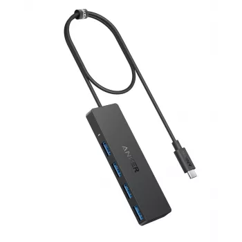 Hub USB Anker Ultra slim A8309G11 — anfitrião USB Type-C, 3× USB 3.2 Gen 1 Type-A, compacto 103×30×10 mm, preto