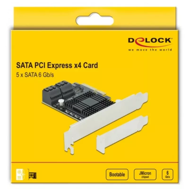 Placa SATA PCI Express x4 DeLOCK 5 portas formato low profile