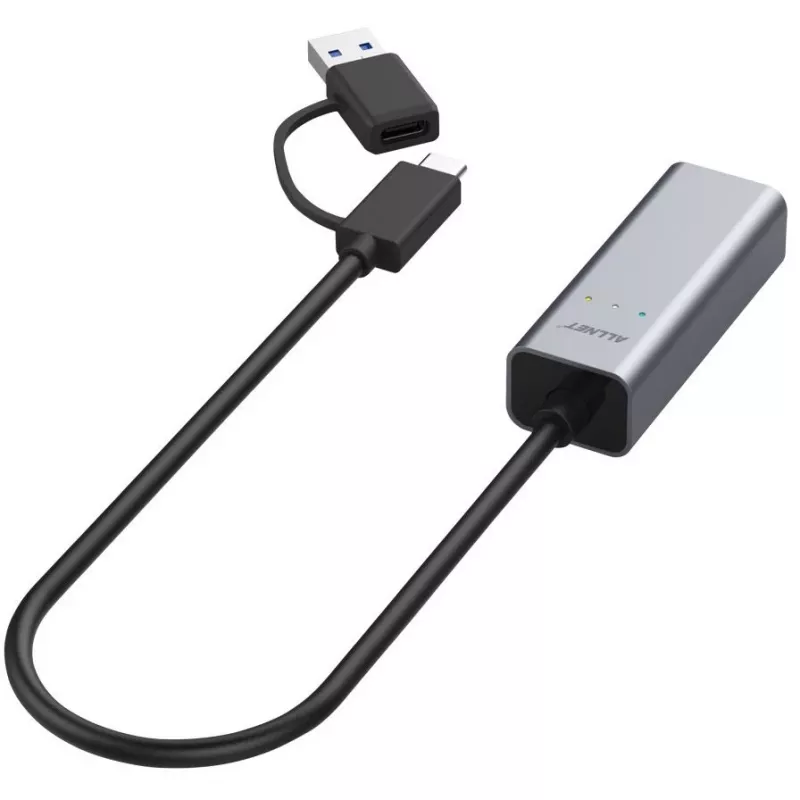 Adaptador Ethernet ALLNET ALL-NC-2.5G-USBC_A USB 3.0 Type-C e Type-A 2,5 Gbps Multi-Gigabit LAN