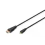 Digitus ASSMANN - Cabo HDMI com Ethernet - 19 pinos micro HDMI Type D macho para HDMI macho - 1 m - Isolamento triplo - preto (AK-330115-010-S)