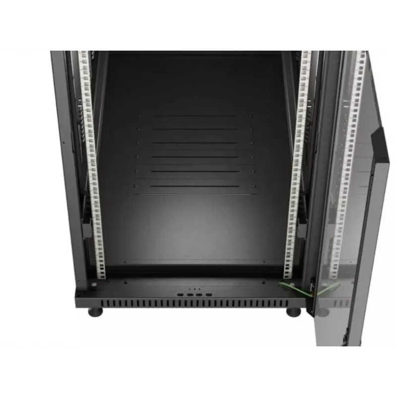 Armário rack LANBERG FF01-6222-12B 22U 600x1200 mm preto com portas frontal e traseira de vidro
