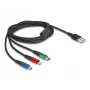 DeLOCK 90156 Cabo de carregamento USB 3 em 1, Type-A para Lightning / Micro USB / USB Type-C, 2 m, multicolor